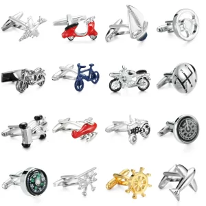 Brass high quality electroplated aircraft racing boat Motorcycle Bicycle style Cufflinks fashion men's French shirt Cufflinks 1