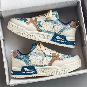 2024 Men's Comfortable Sneakers Fashionable Korean Style Canvas Shoes Outdoor Lace-up Color-blocked Skate Shoes Sneakers for Men 1