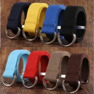 Fashion men / women belt D Shaped Double Ring Buckle Simple Solid Cotton Canvas All-match Unisex Canvas Belts Waist Belt luxury 1